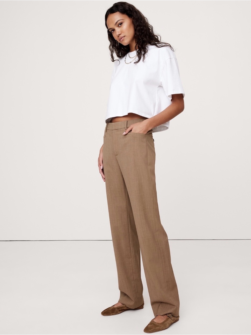 Banana Republic Camel Tan Siena Straight-Leg Italian Wool Pants